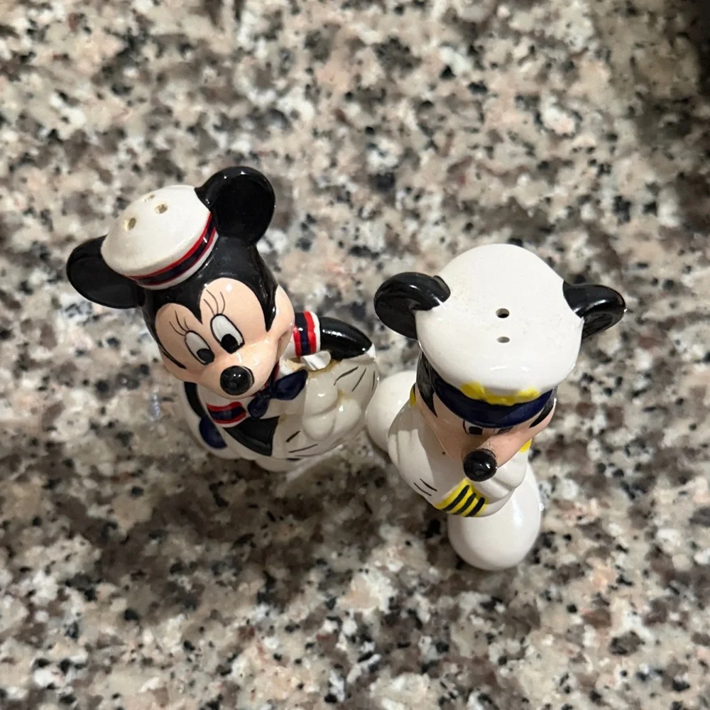 Disney Sailor Minnie & Captain Mickey Ceramic Figurine Set - White, Black, Blue